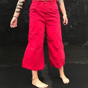 Wide Legged Red Cargo Pants